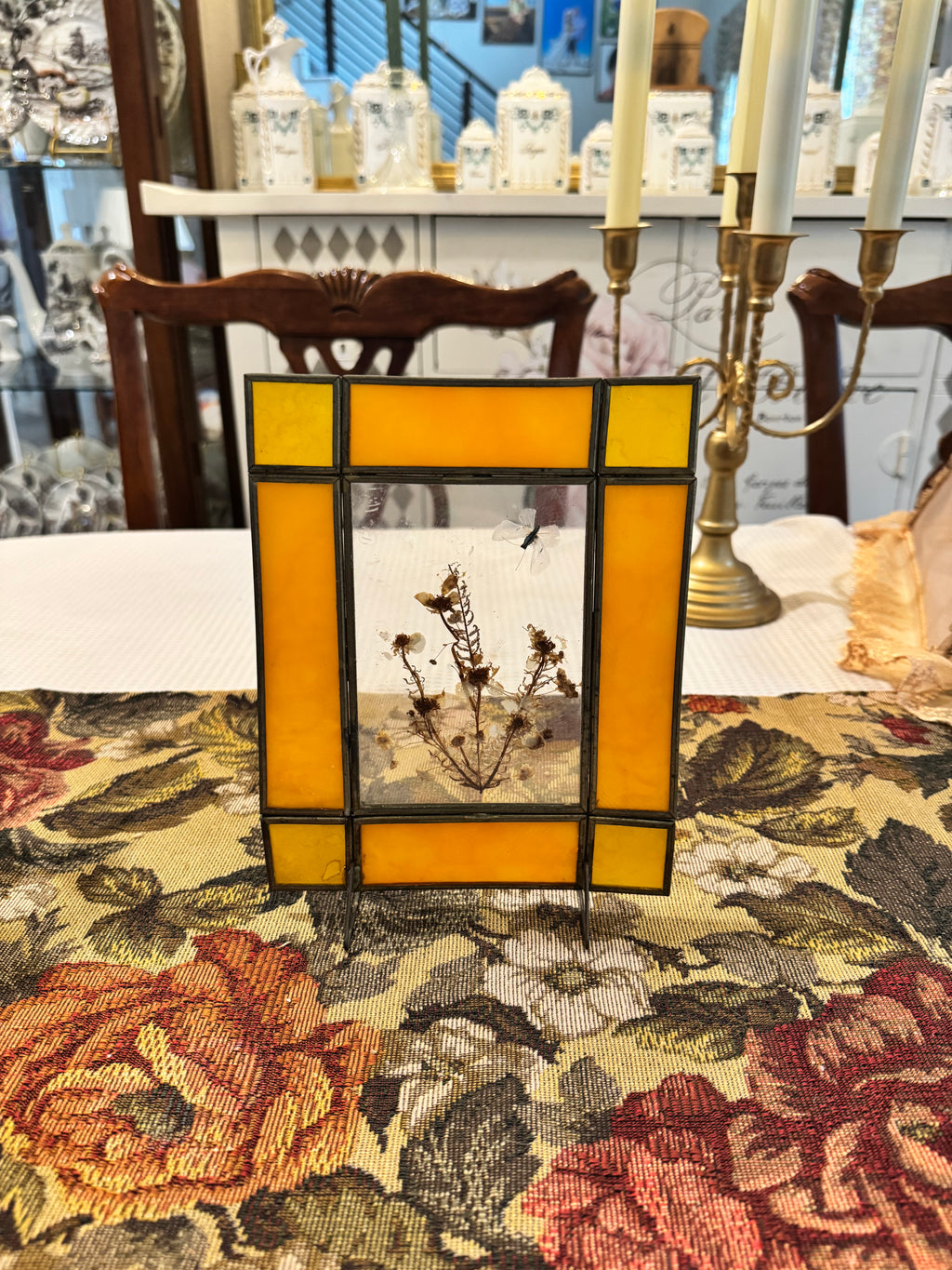 Vintage stained glass suncatcher