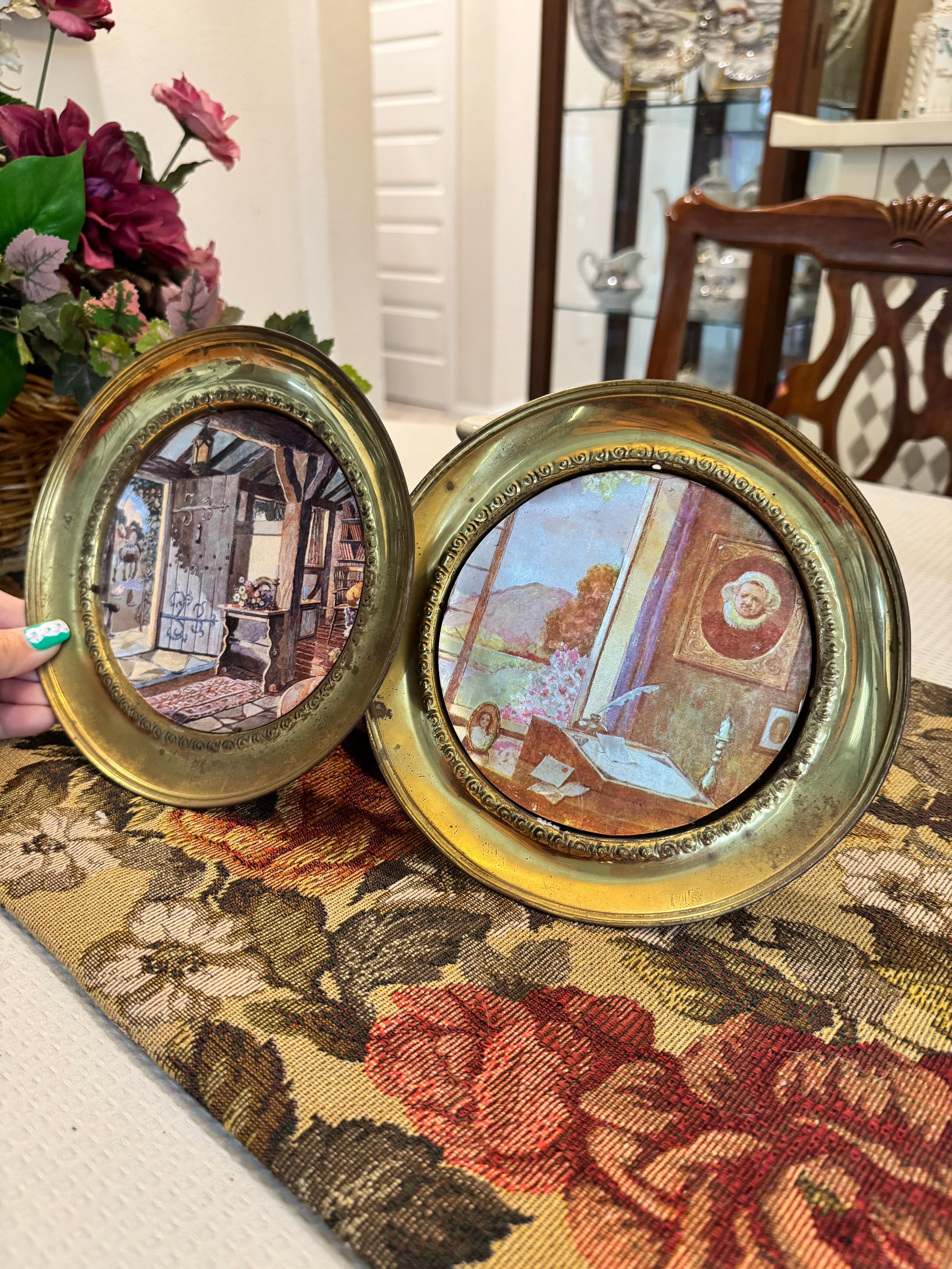 Vintage brass foil art decorative wall plaques