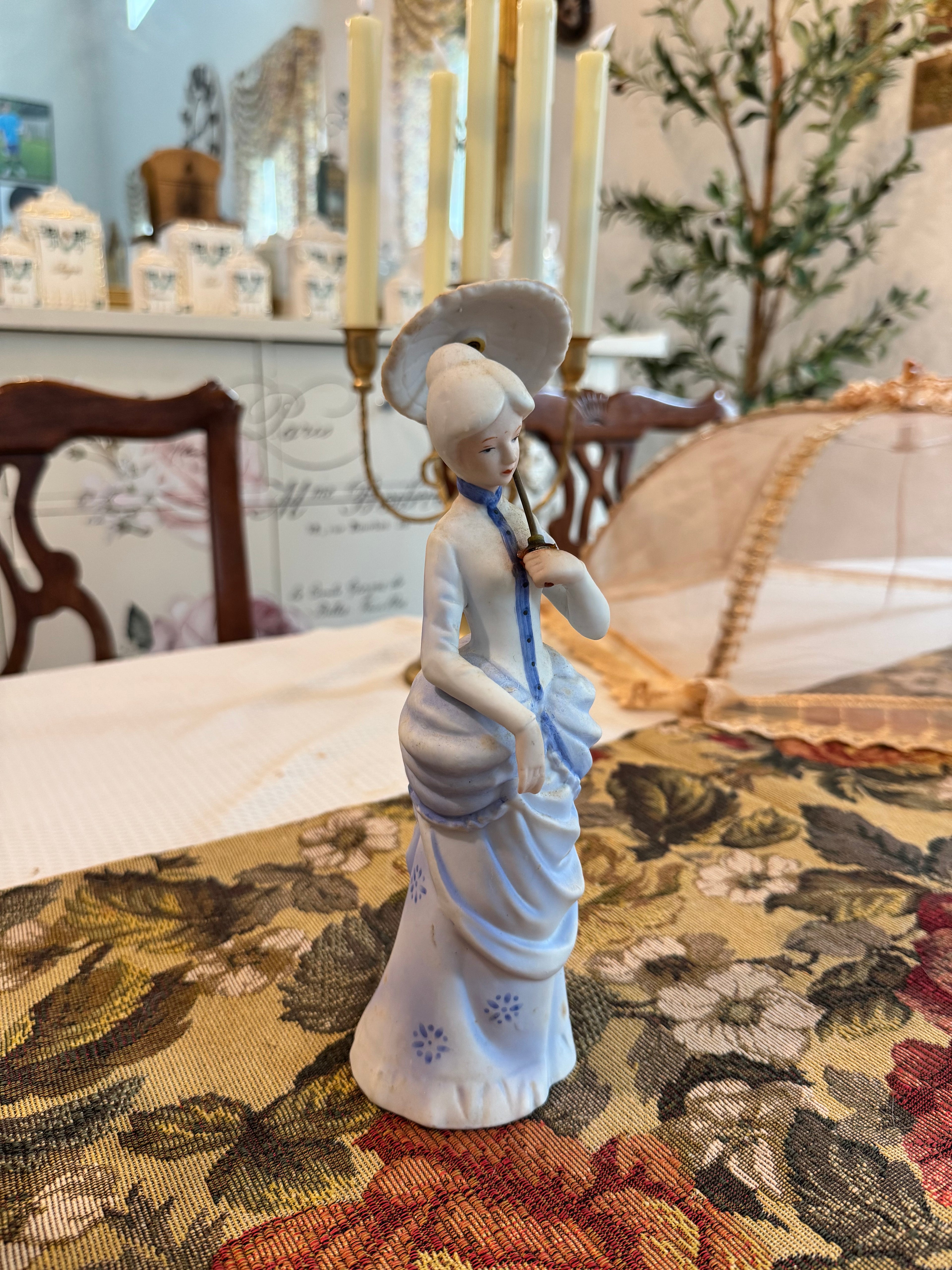 “The Umbrella Girl” Tengra Spain victorian porcelain figurine