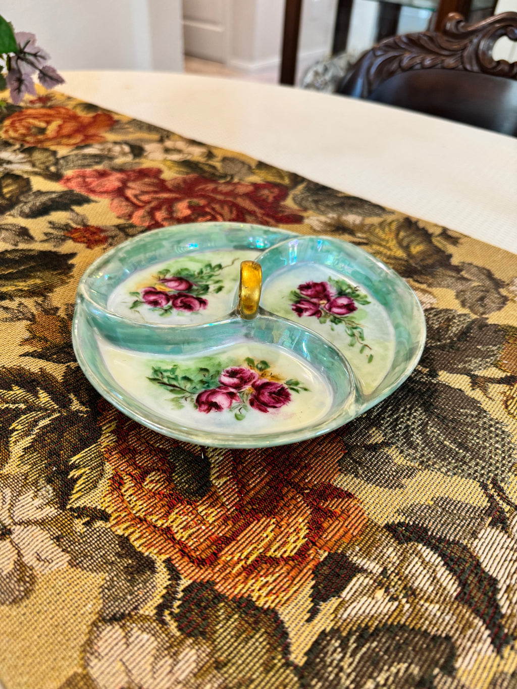 Decorative porcelain relish dish