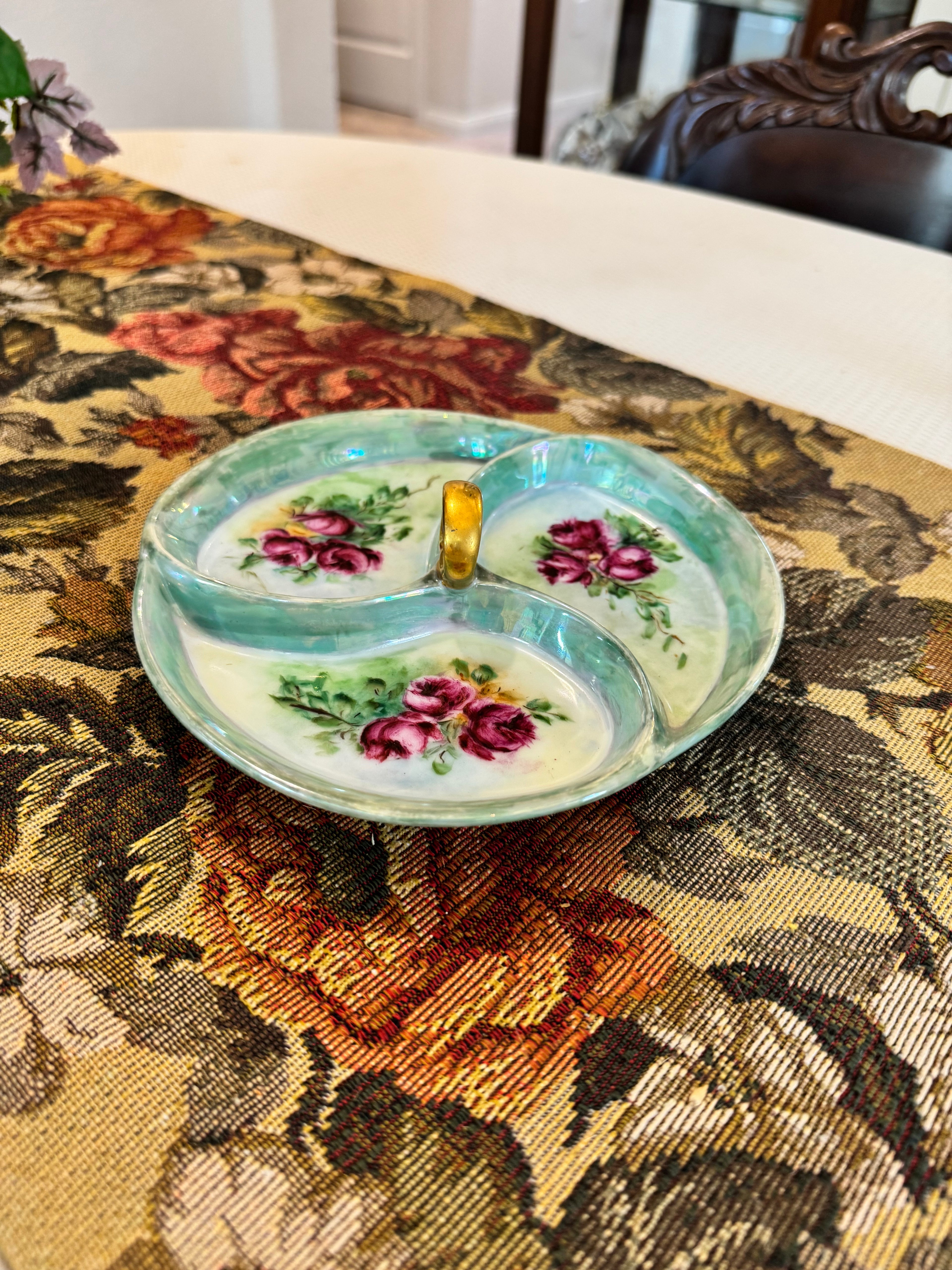 Decorative porcelain relish dish