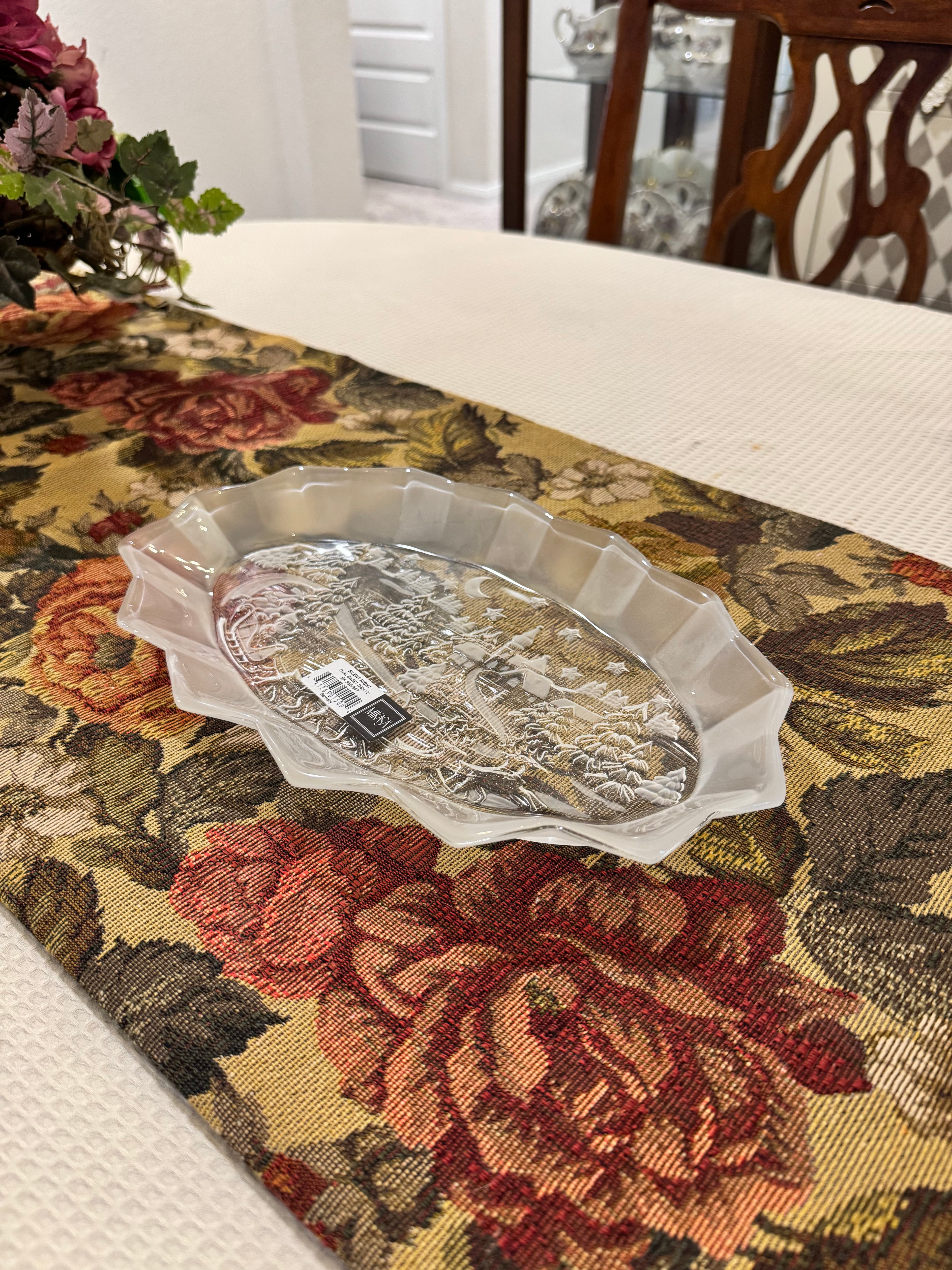 Mikasa "Silent Night" oval crystal platter