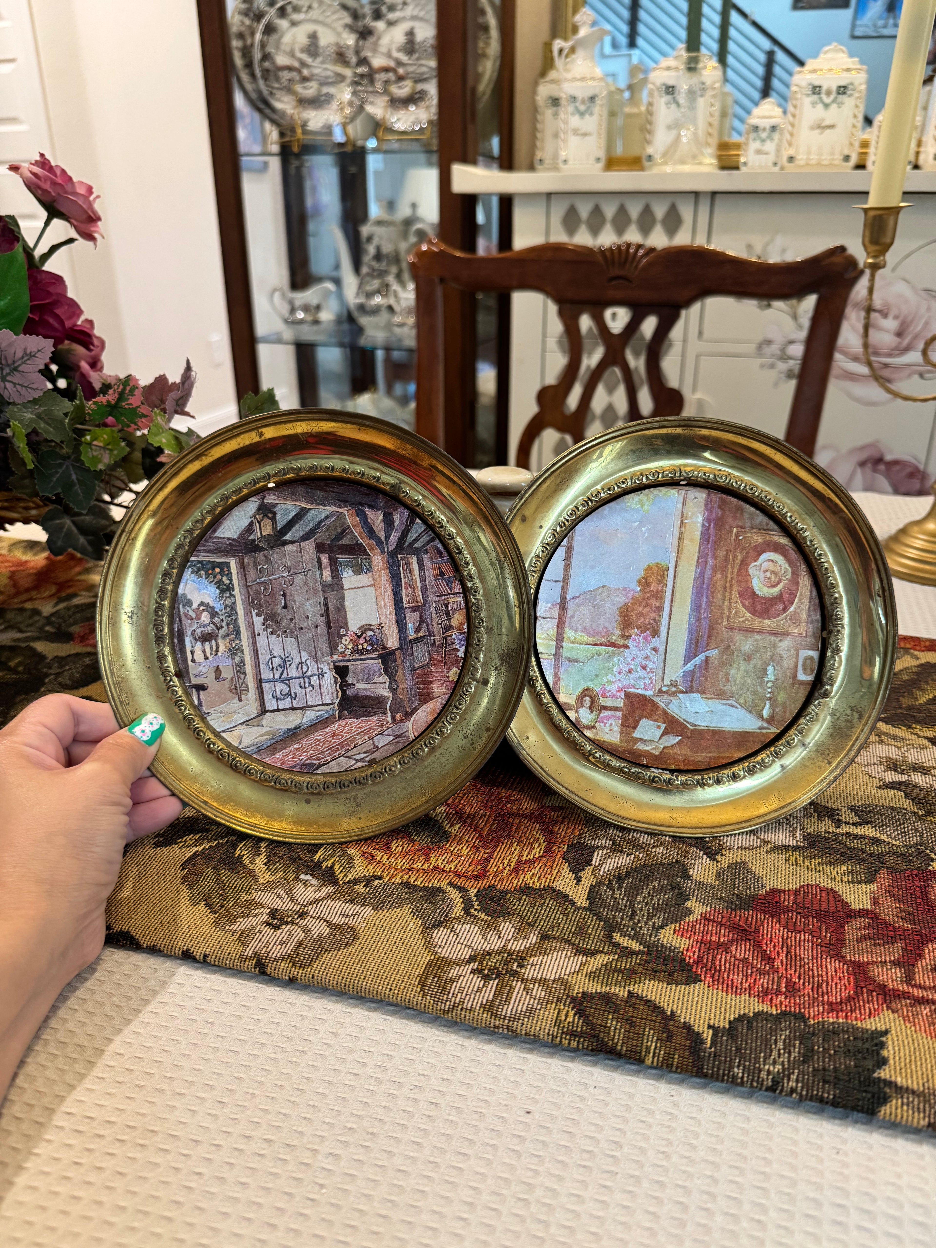 Vintage brass foil art decorative wall plaques