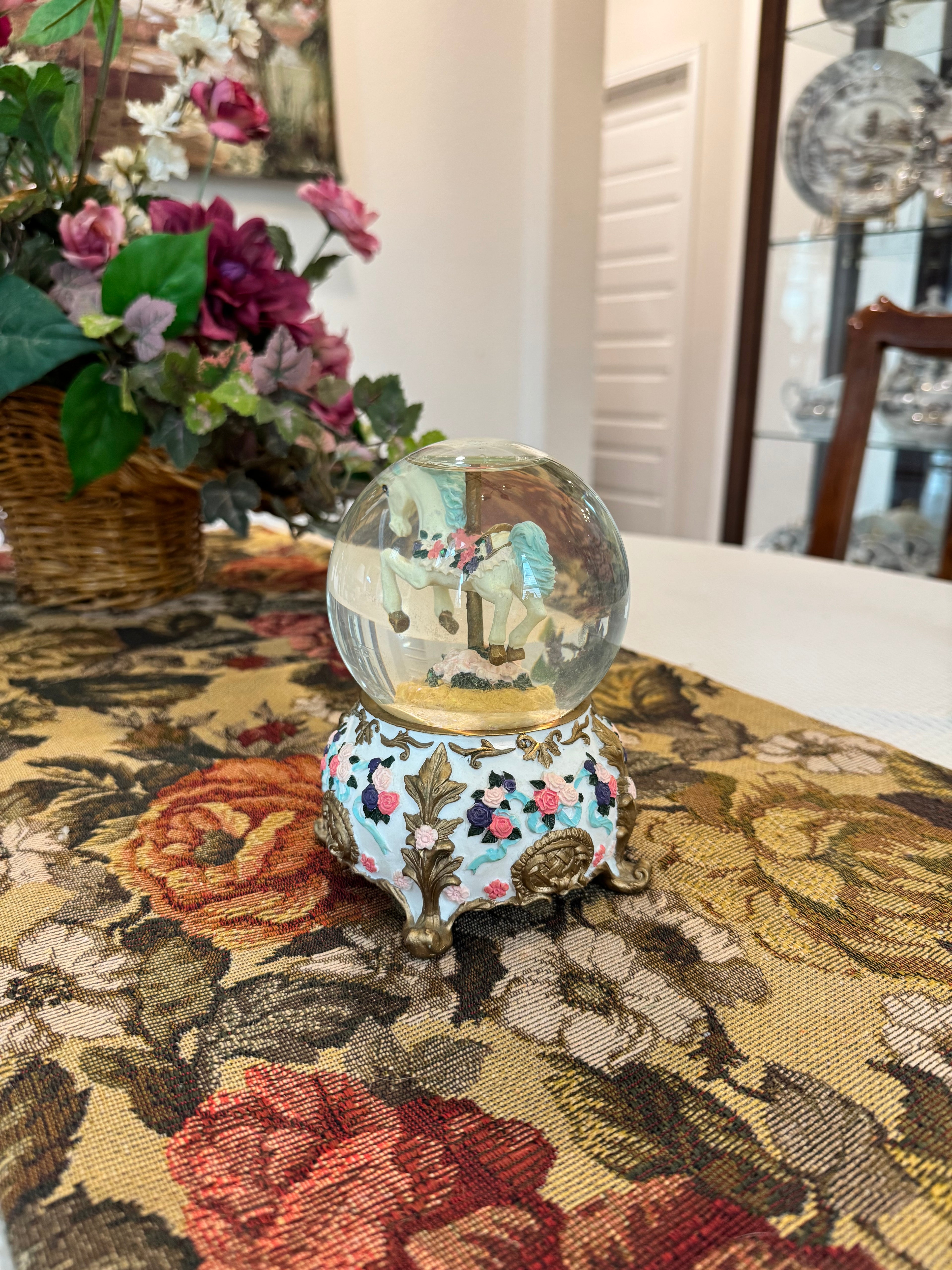 Carousel Horse Water Globe music box
