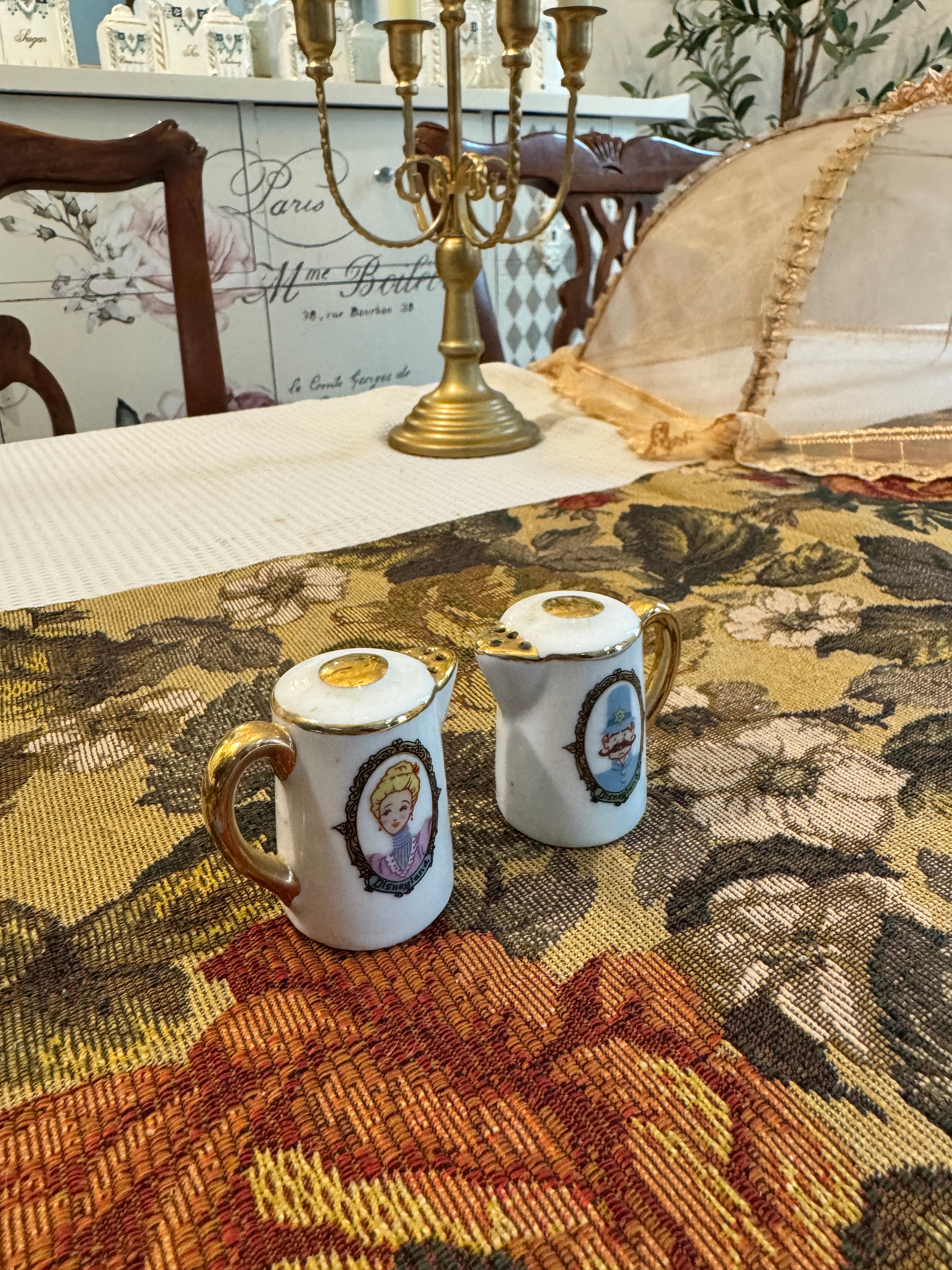 Pair of vintage 1960s Disneyland ceramic salt and pepper shakers