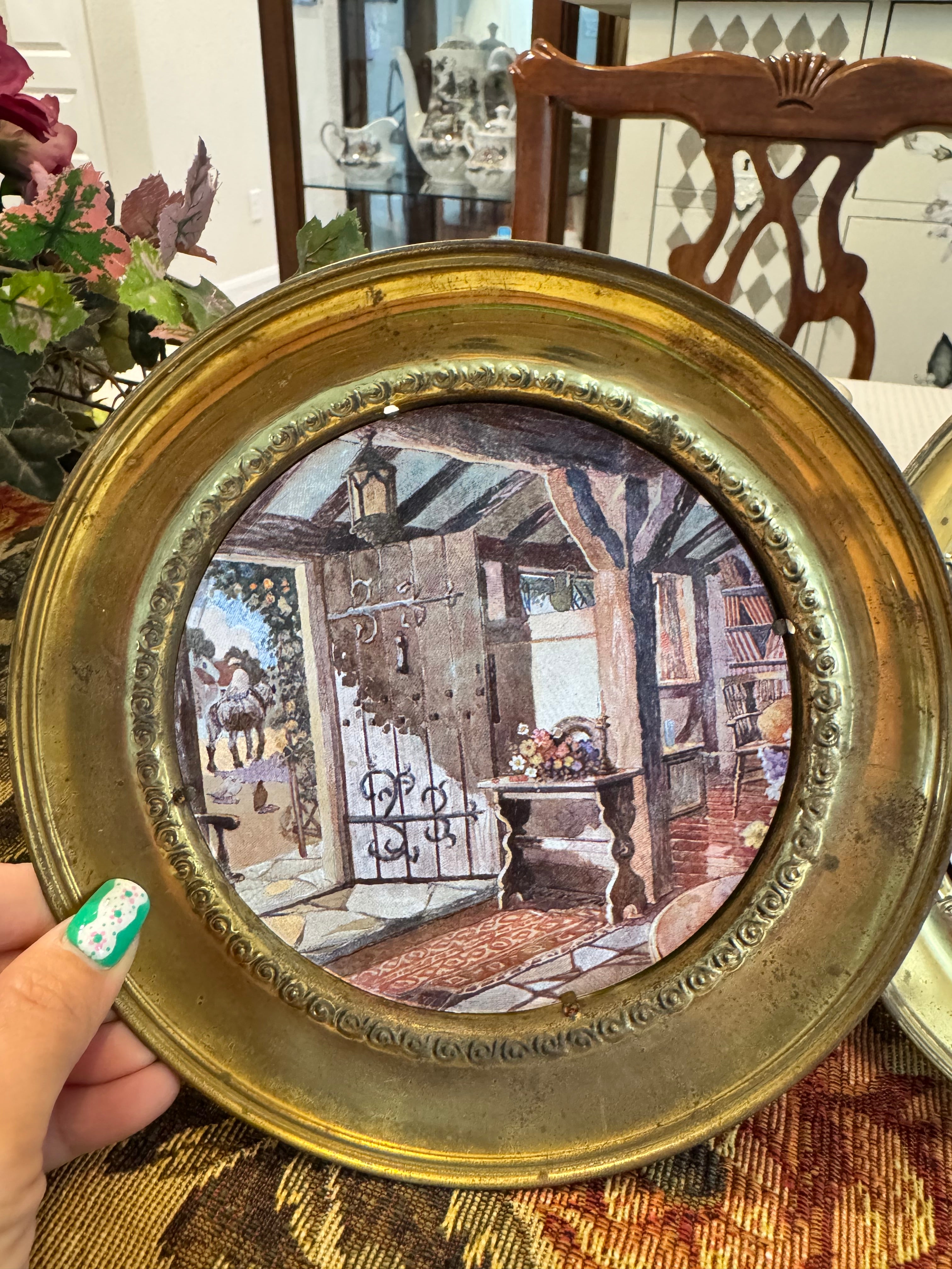Vintage brass foil art decorative wall plaques