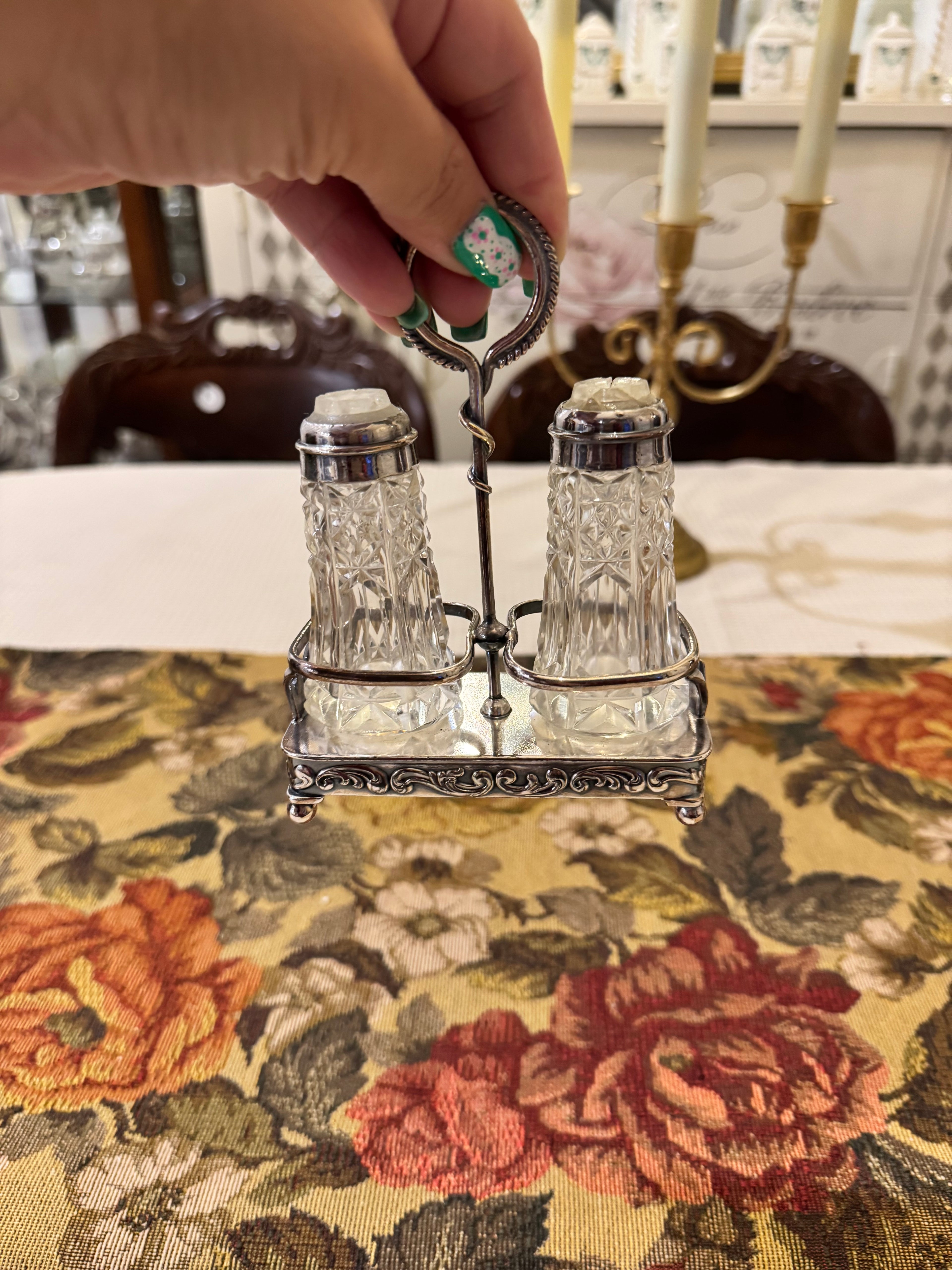 Antique silver-plated cruet