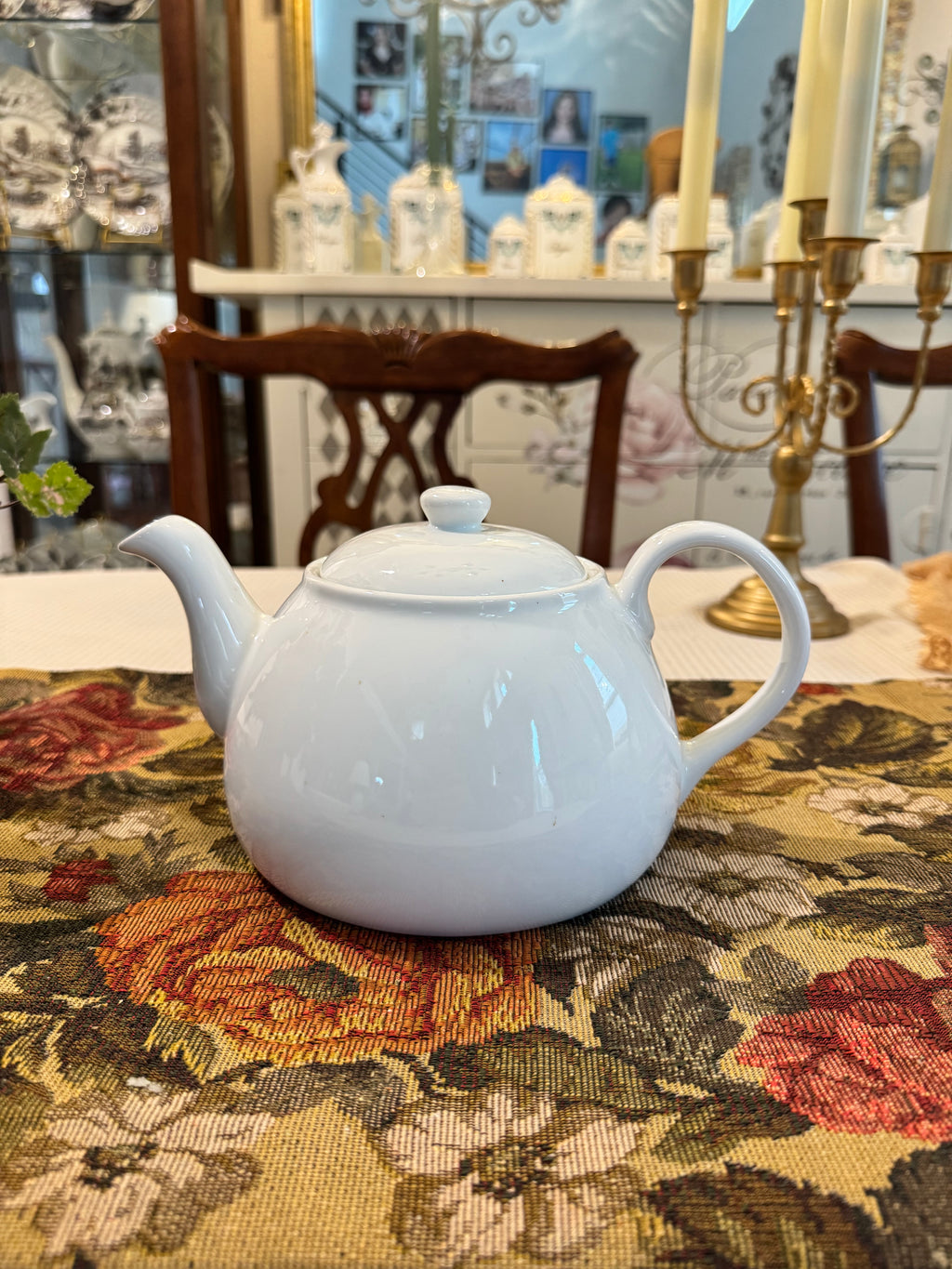 Threshold brand white porcelain teapot.