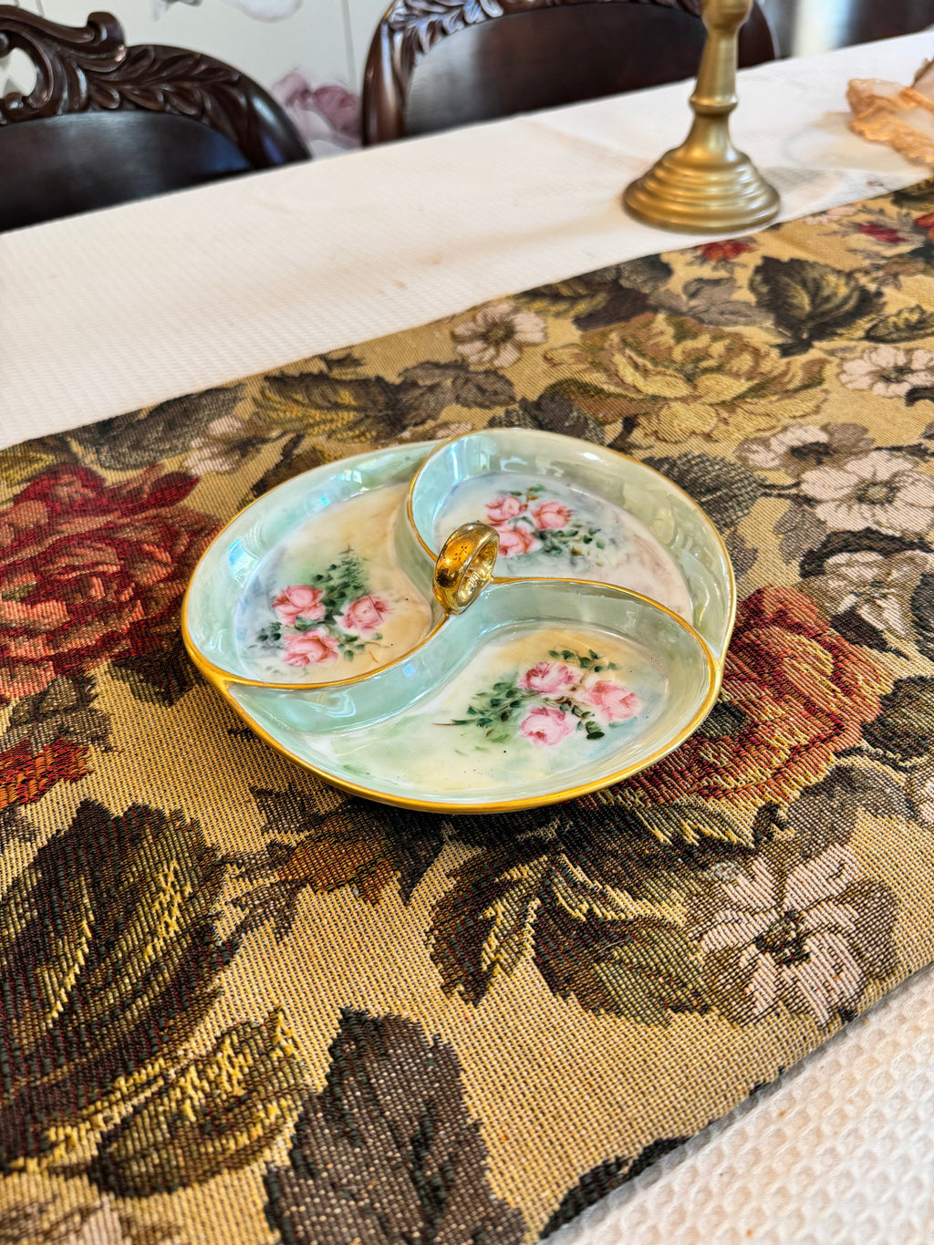 Decorative porcelain relish dish