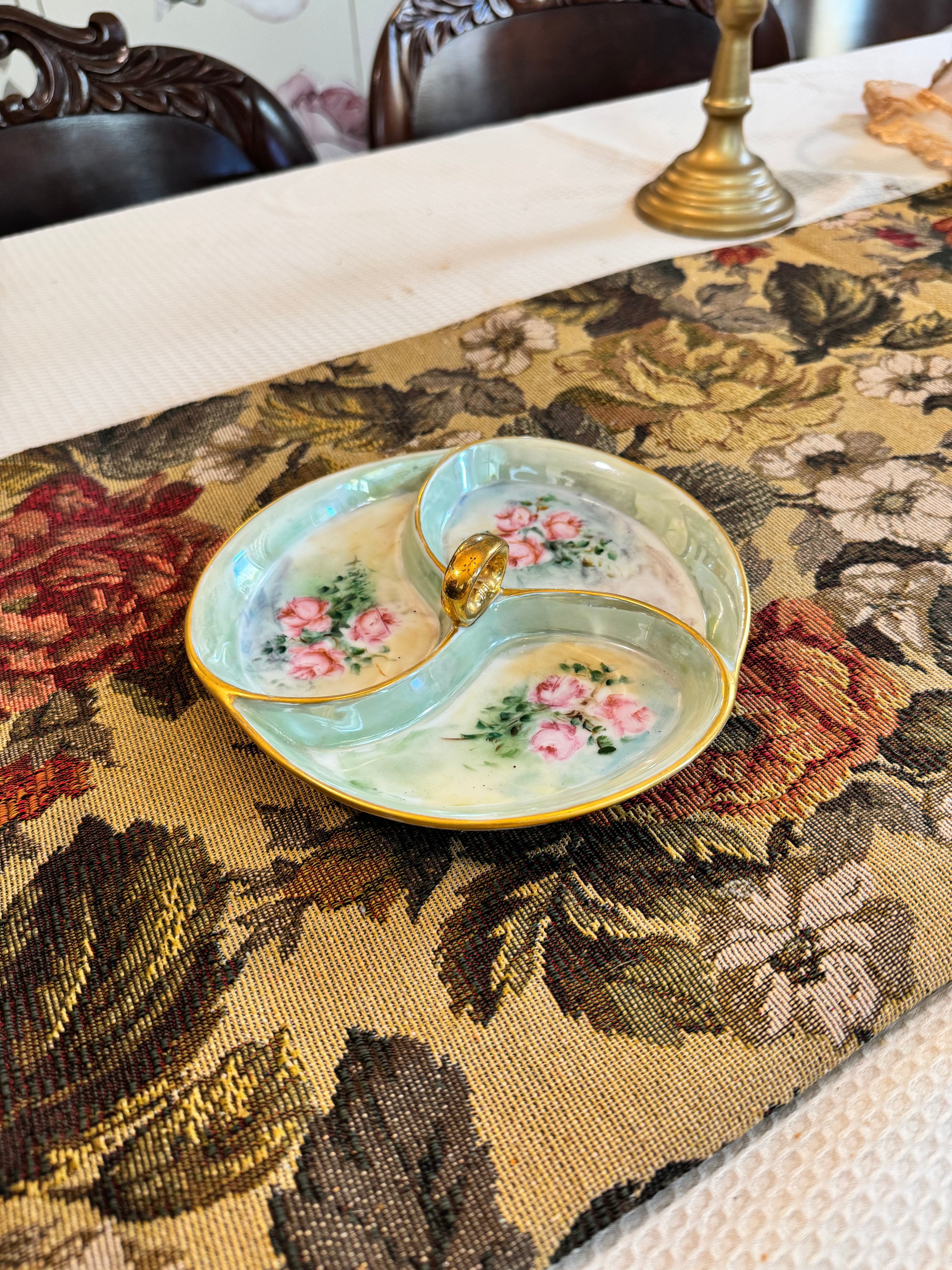 Decorative porcelain relish dish