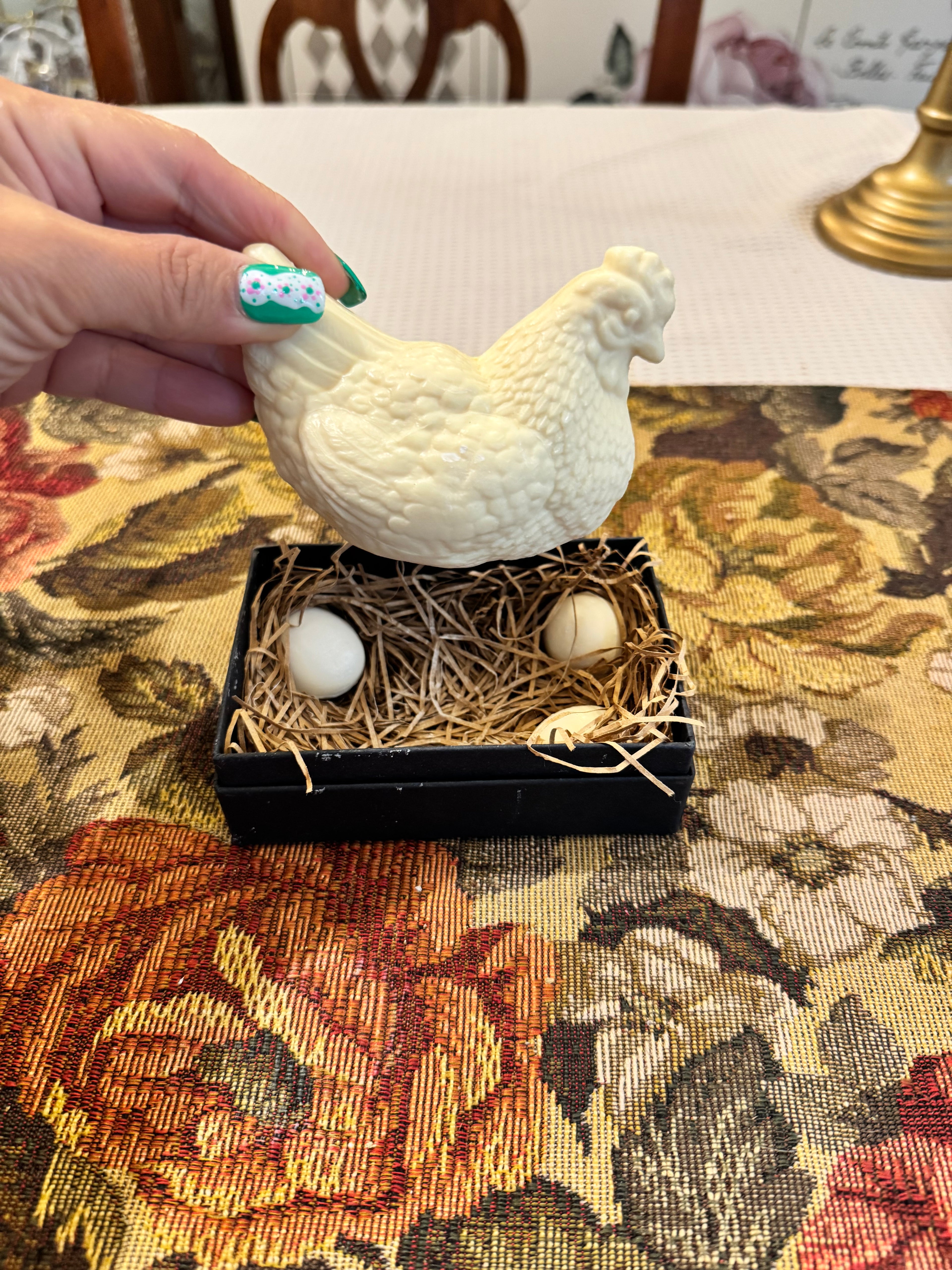Decorative "Hen & Eggs" triple-milled soap set  by Gianna Rose Atelier