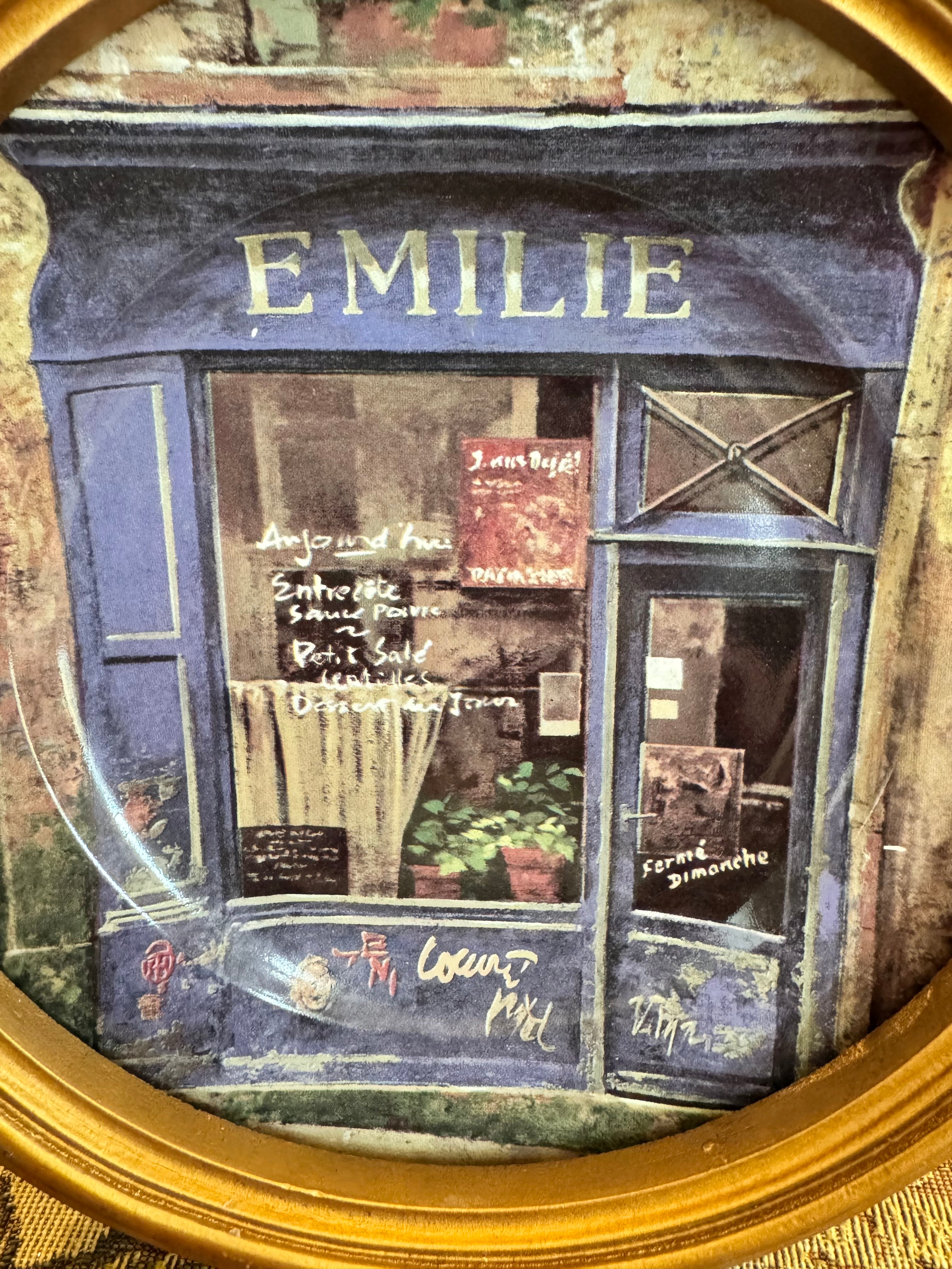 Vintage Sakura Storefronts "Emilie" 8-inch salad or dessert plate with gold round frame