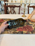 Decorative platter green wine bottle "Wine O'Clock" cheese or appetizer tray