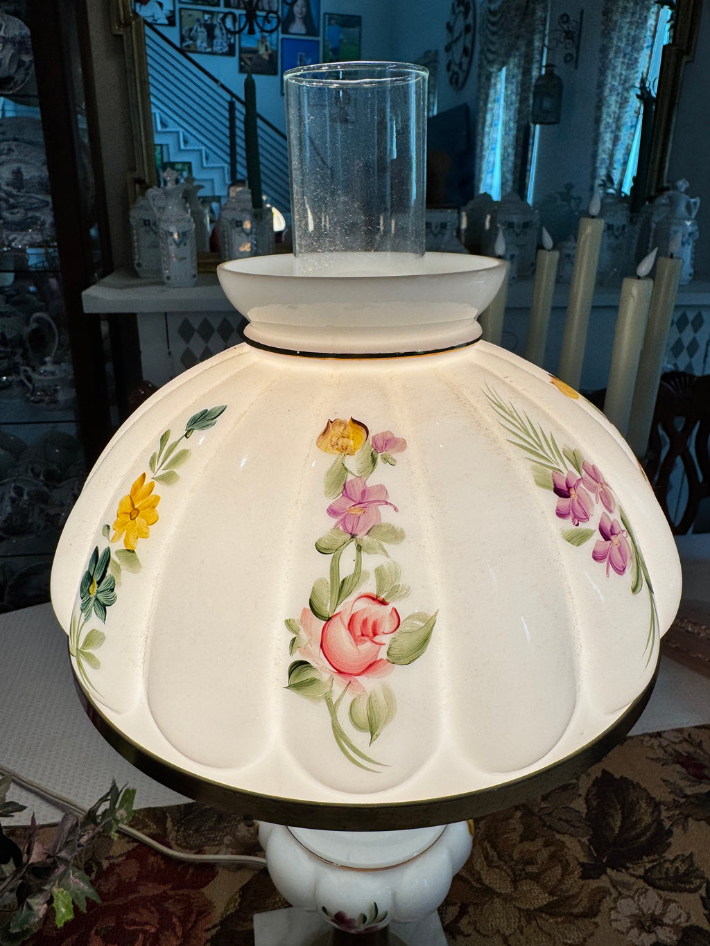 Victorian "Gone With the Wind" hurricane lamp