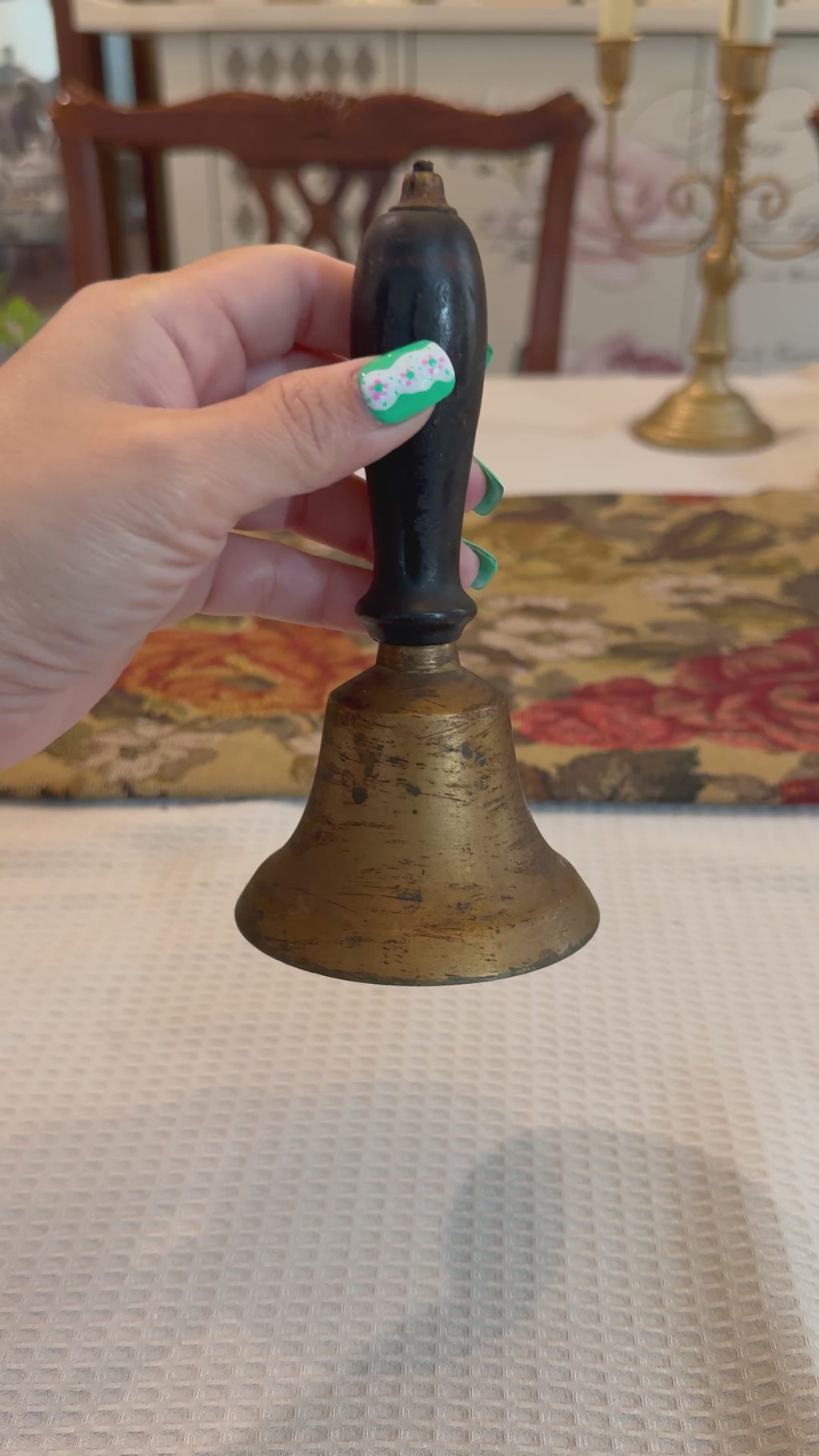 Vintage brass hand-held school bell
